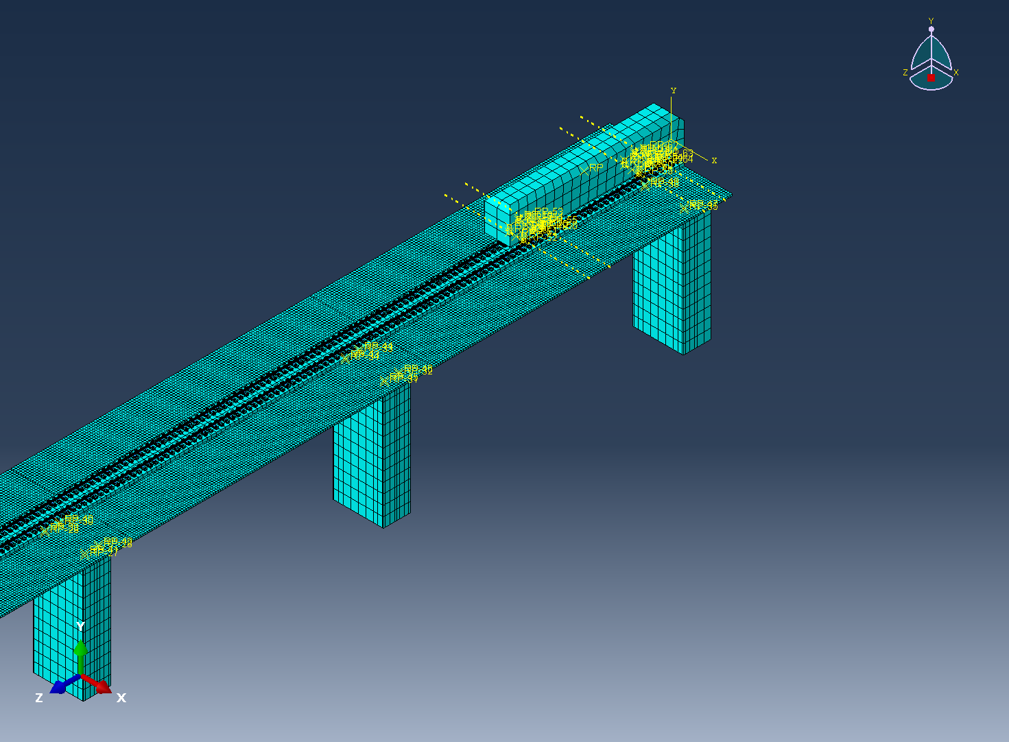 Abaqus车轨桥耦合模型的图3
